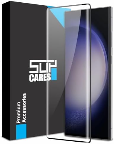 SupCares Military-Grade Gorilla Tempered Glass Screen Protector for Samsung Galaxy (Inch) With Installation Kit | Edge to Edge Coverage | Black (For Galaxy S23 Ultra 6.8")
