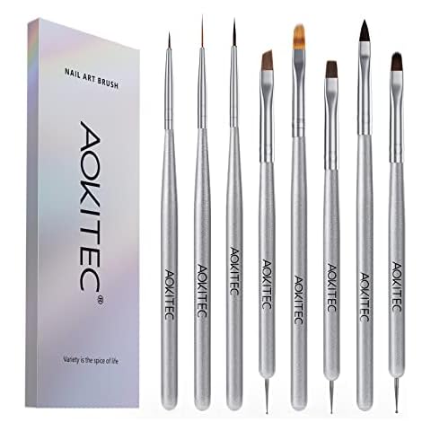 Juego de 8 Pinceles para Uñas Aokitec Cover