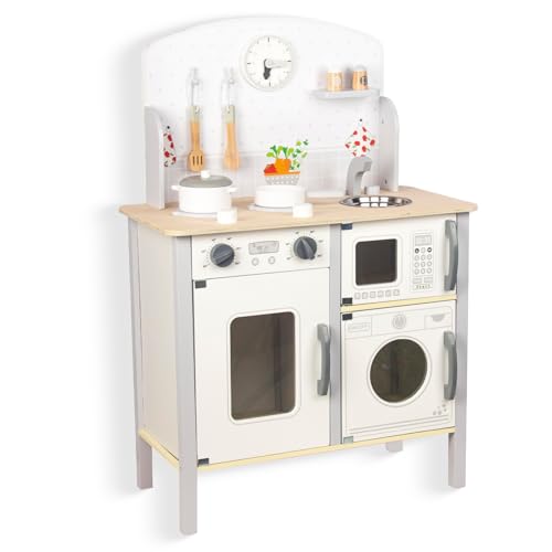 WOODENFUN Cucina giochi per bambini 3-8, in legno per bambini che giocano cucina Playset Chef Pretend Play Set per...