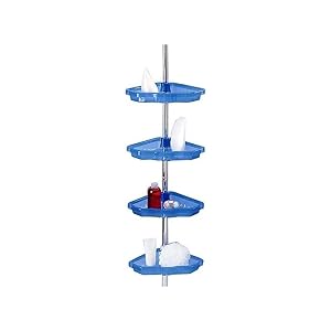 P Nova Aluminum 4-Tier Wall Mounted Corner Shower Shelf Hanging Shower Caddy Portable Transparent Blue