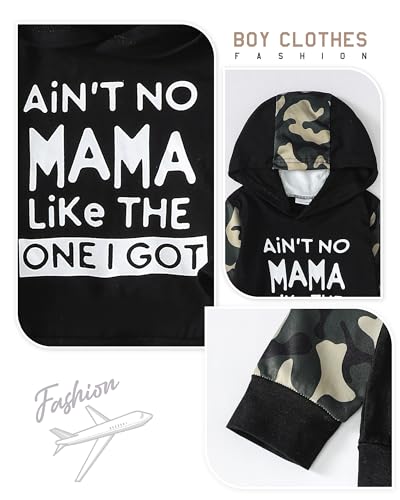 Image of Renotemy Toddler Baby Boy Clothes Denim Outfits Infant Hooded Sweatshirt Jeans Pants Little Boys Clothing