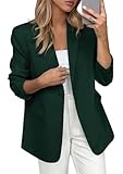 PRETTYGARDEN Blazers for Women Business Casual Outfits 2026 Spring Open Front Long Sleeve Suit Jackets Office Work Blazer(Dark Green,Large)
