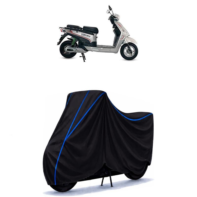 Image of Scooty Cover Water Resistant for Electric NYX | Universal Scooter & Bike Cover | Heavy Duty UV Dust, Rain & Scratch Protection | Elastic Fit All Weather Indoor Outdoor | Black with Blue Piping
