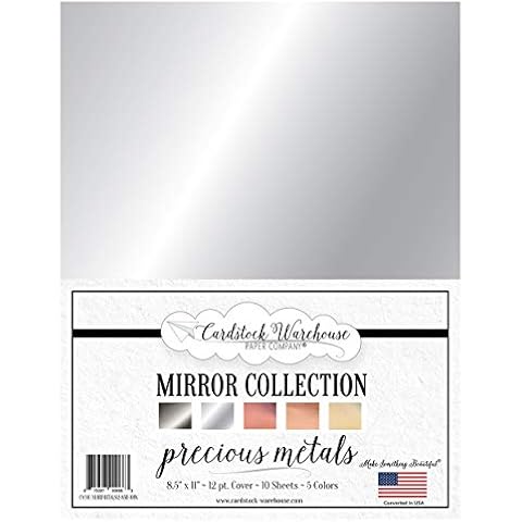 Cardstock Warehouse Mirror Precious Metals - 8.5 x 11" - 12 Pt. / 270 Gsm Multi-Pack Reflective Premium Cardstock Paper Assortment - 10 Sheets Cover