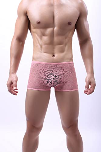 Swbreety Men's Lace Boxer Briefs Underwear Sexy See Through Underpants Bulge Pouch Trunks…2