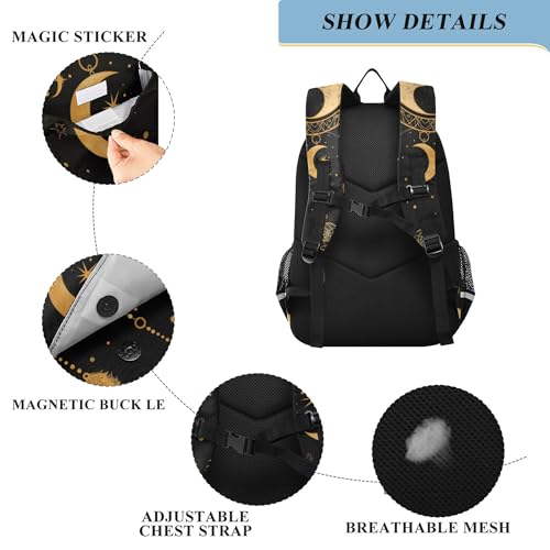 Yin-yang Dreamcatcher Sun Moon Stars Backpack School Backpack with Reflective Stripes, Lightweight Laptop Backpack Students Book Bag3