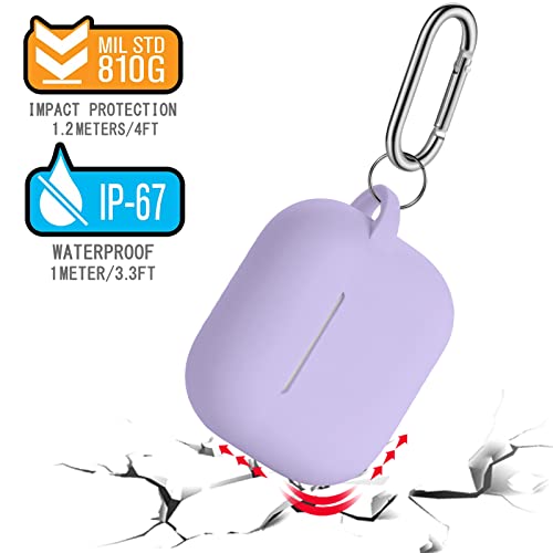 R-Fun Airpods 3 Case Cover, Silicone Protective Accessories Skin With Keychain Compatible With Apple Airpod 3Rd Generation 2021 For Women Girl,Front Led Visible-Banana Violet #TOP5