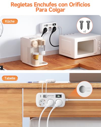 Regletas Enchufes con USB, Protección Sobretensión, 3 Tomas con Interruptor - Image 6