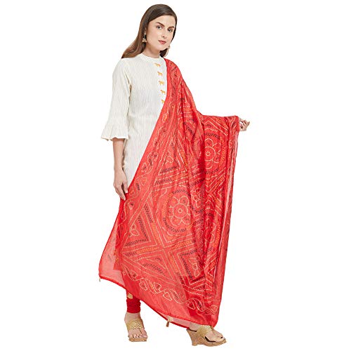 Image of DUPATTA BAZAAR Woman's Printed Bandhini Silk dupatta