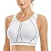 SYROKAN Women's High Impact Full Support Wire Free Padded Active Sports Bra White 40E