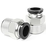 TAILONZ PNEUMATIC Male Straight 12mm Tube OD x 1/2 Inch NPT Thread Push to Connect Fittings PC12-N4 (Pack of 5)