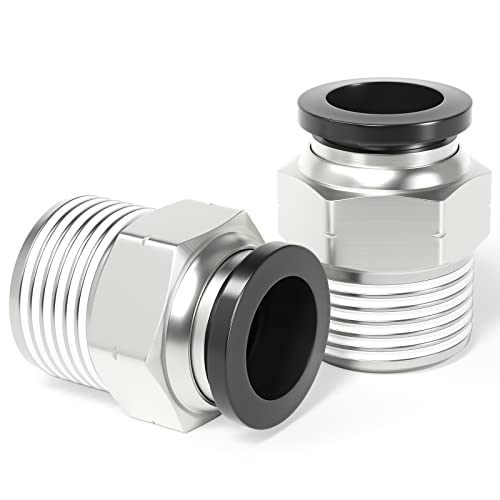TAILONZ PNEUMATIC Male Straight 12mm Tube OD x 1/2 Inch NPT Thread Push to Connect Fittings PC12-N4 (Pack of 5)