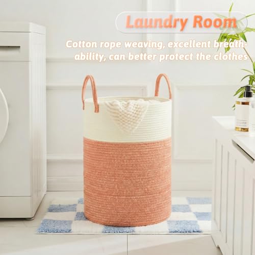Image of Laundry Basket,Woven Cotton Rope Laundry Hamper,40L for Decor Storage of Dirty Clothes,Toys and Blankets in Bathroom,Baby Room and Living Room