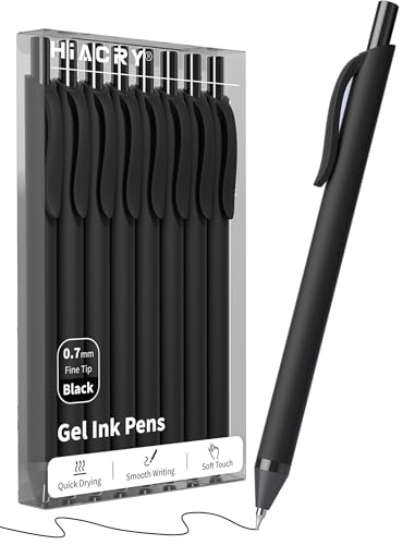 Hiacry 8 bolígrafos retráctiles de gel 0.7mm tinta negra