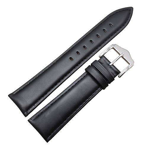 Correa de reloj de cuero genuino negro y marrón con acabado liso compatible con relojes clásicos