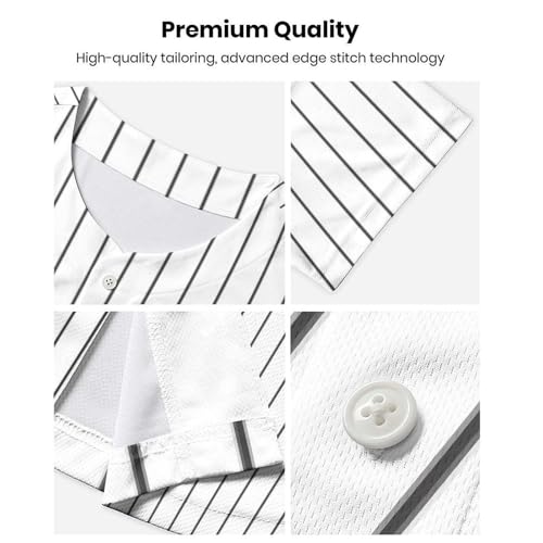 Lalkllo Camisa masculina de beisebol lisa lisa casual abotoada manga curta uniforme esportivo P-2GG,