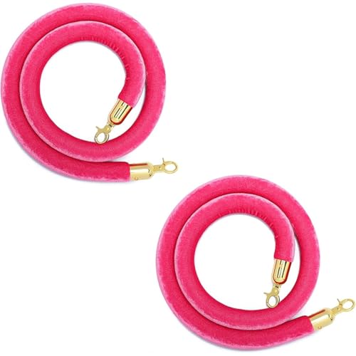 Barrière de sécurité en corde rose de 1,5m avec poteau de guidage et crochets dorés élégants