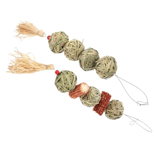 FUTUREORYY 2個 ペット用ウサギとモルモットの噛むおもちゃ 天然水草製 草球灯籠串 噛み癖防止 かじり木代替 ストレス解消用小動物