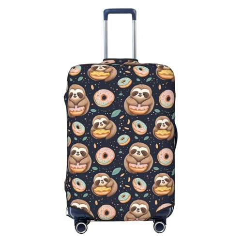 Cute Sloth Donut Print Travel Luggage Covers, Washable Suitcase Covers Protector for Luggage 18-32 Inch High Elasticity