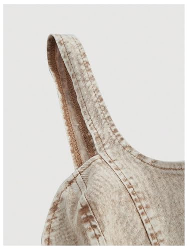 OYOANGLE Women's Denim Sleeveless Crop Tops V Neck Asymmetrical Hem Fitted Jean Corset Bustier Streetwear3