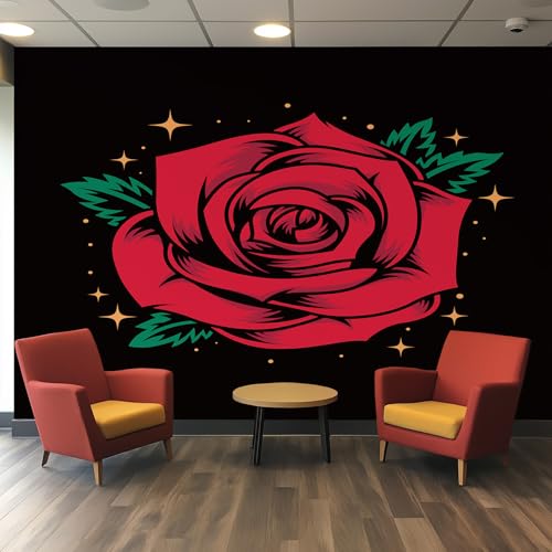 Papier peint mural rouge 3D rose grand format 400x280 cm