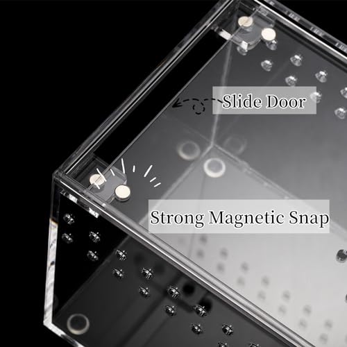 Tlence Magnetic Acrylic Reptile Terrarium, 8\" x 4\" x 4\" Transparent Reptile Breeding Box, Feeding Small Tarantula Habitat Tank, Clear Flat Long Enclosure for Invertebrates Spider Scorpion Lizard