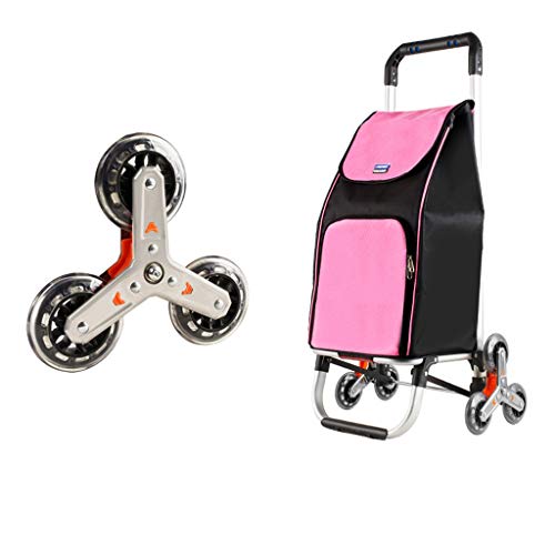 LDBDASA Leichte Klettern Treppen 6 Räder Einkaufen Trolley Haushalt Aluminiumlegierung Anhänger Faltbare Große Kapazität