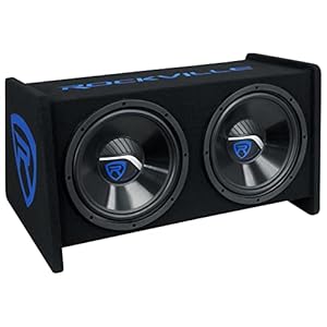 Rockville RV1212P Dual 12″ 1200w Car Audio Subwoofers in Vented Sub Enclosure Box, Black