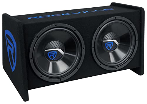Rockville RV1212P Dual 12" 1200W Car Audio Subwoofers in Vented Enclosure, 4-Ohm, Clean Punchy Bass, 600W RMS Music Rating, Durable MDF Build, for Car Audio Systems