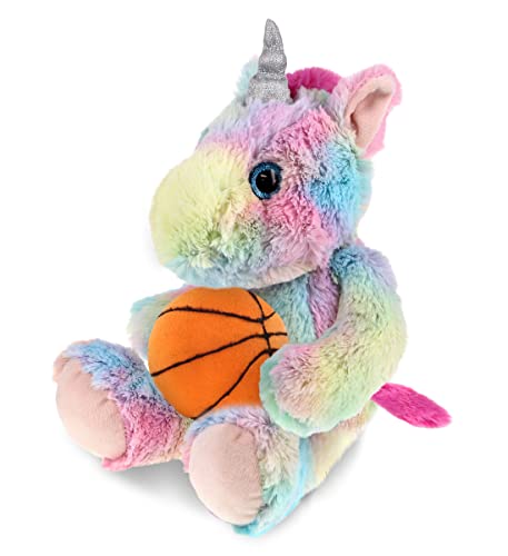 Dollibu Sitting Rainbow Unicorn Stuffed Animal With Basketball Plush - Huggable Unicorn, Playtime Plush Toy, Cute Fantasy Gift For Kids And Adults - 10 Inches #TOP27