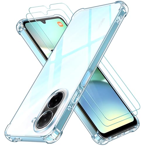 ivoler Klar Hülle für Xiaomi Redmi A5 mit Stoßfest Schutzecken, 1 Handyhülle mit 2 Stück Panzer Schutz Glas, Transparent Kratzfest Schutzhülle Dünne Weiche TPU Silikon Durchsichtige Hülle