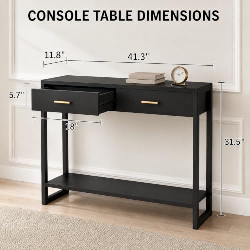 Image of 41.3 inch Modern Entryway Console Table with Foot-Sensor Light, Black