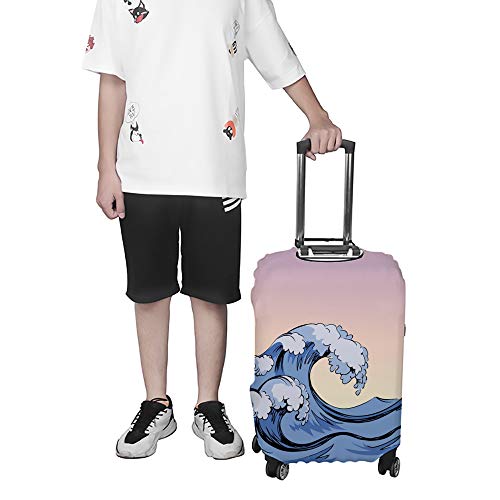Housse de valise anti-rayure bleue rétro en polyester extensible pour éviter les salissures