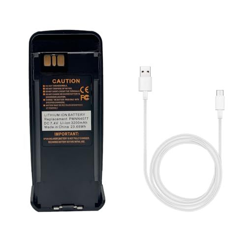 biemotwoway XPR6580/XPR6550 3200mAh USB-C Battery with Belt Clip - 7.4V Li-ion Replacement for PMNN4077c/PMNN4065 & XPR6300/DGP6150+ Two-Way Radios