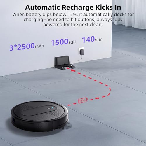 MONSGA Robot Vacuum Cleaner with Mop, 4000Pa Strong Suction, 3-in-1 Vacuuming and Mopping, 140-Min Runtime, 3.2 inch Ultra-Thin, APP/Remote/Voice Control for Hard Floors - Image 6