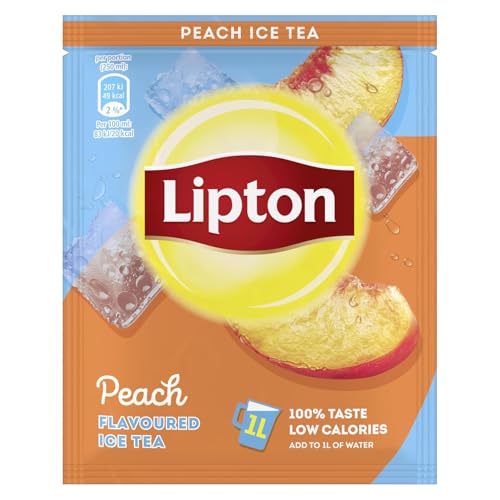 Lipton Eistee Pulver Set, Pfirsich, Erfrischung für die ganze Familie, 18x Sachet, in Pulverform zum Selbermachen