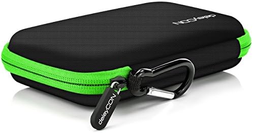 deleyCON Torba Navi Torba Navi Case na Urządzenia Nawigacyjne - 4,3 Cala i 5 Cali (14,6 x 9,3 x 3,4 cm) - Solidna Odporna na Wstrząsy 2 Przegródki Wewnętrzne - Zielona