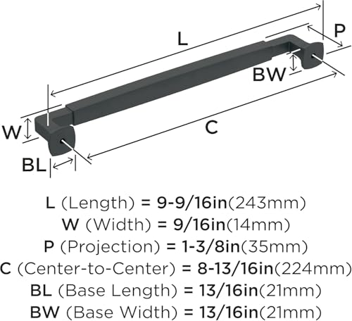 Amerock BP36890FB Stature Cabinet Pull, 8-13/16 in (224 mm) Center-to-Center, Matte Black by Amerock - Image 4
