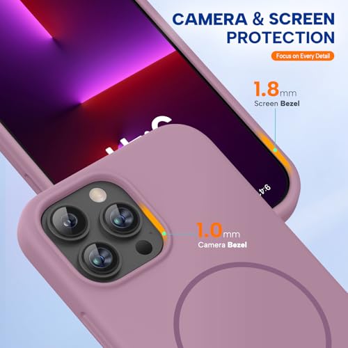 Image of Miracase Magnetic for iPhone 13 Pro Case, [Soft Anti-Scratch Microfiber Lining], Compatible with MagSafe, Liquid Silicone Shockproof Drop Protection Phone Case for 13 Pro, Blackcurrant