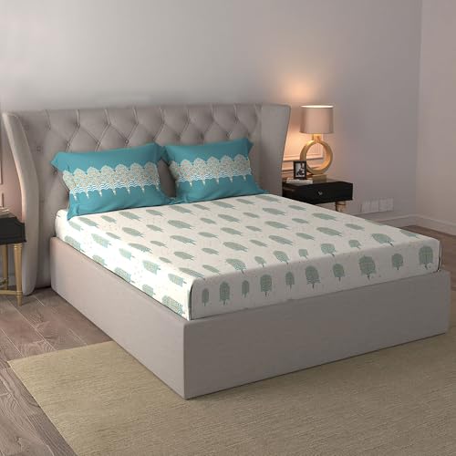 Image of MYTRIDENT Celebration Bedsheet Gifting Collection Double Size - Saanjh Teal