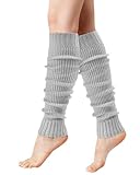 Loiyadn Leg Warmers - Leg Warmers for Women/Girls, Fashion Knit Neon Leg Warmer for Women 80s Sports Party Yoga Accessories, Light Grey
