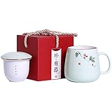G-LIKE Porzellan Teetasse 3er Set Geschenkbox - Traditionelles Chinesisches Teegeschirr Persönliche Tasse Glasur Keramik Trinkgefäß mit Deckel und Sieb Geschenk für Damen Herren (Hellgrün)