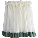 Rideau de dentelle blanche, cuisine poussière armoire porte demi draperie, rideau de café pour chambre salon cuisine petite fenêtre,W150xH30cm