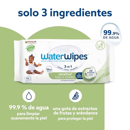 Miniatura 4 de Waterwipes Sensitive Baby Toddler Wipes, Toallitas Para Bebés Y Niños Pequeños, 720 Unidades Paquete De 12 , 3 En 1 Limpia, Cuida, Protege, 99,9 Agua, Textura Limpia, Sin Perfume