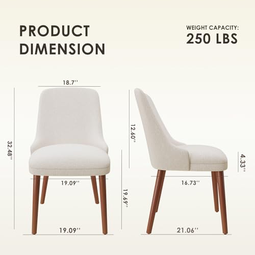 Image of MALOL Upholstered Dining Chairs Set of 2, High-Back Dining Room Chair with Wood Legs, Padded Kitchen Chairs for Dining Room /Restaurant /Cafe, Beige
