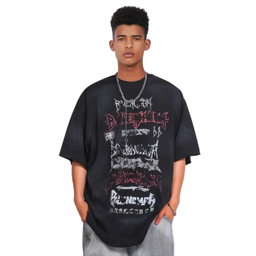 Men's Hip Hop Graphic Print Cotton T-Shirt Fashion Special Design Crewneck Rapper Short Sleeve Tops3