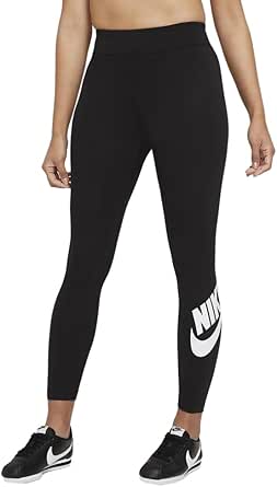NIKE(ナイキ) ウィメンズ NSW エッセンシャル フューチュラ ロングタイツ HW CZ8529-010 ブラック/ホワイト レディース レギンス タイツ スパッツ スポーツウェア ヨガ 筋トレ トレーニング