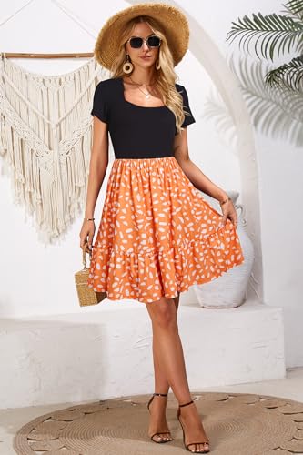 Image of Newshows Women's 2026 Summer Casual Square Neck Ruffle A Line Beach Vacation Sundress Work Business Dress with Pockets