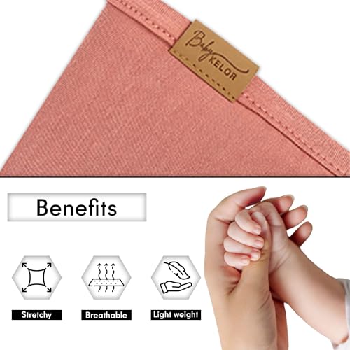 Image of K E L O R Swaddle Blankets, Baby Swaddling Wrap Nursery Blanket for Boys & Girls Unisex, Soft 95% Viscose from Bamboo and 5% Spandex, Large 45 x 45 inches, Ribbed Blush Pink