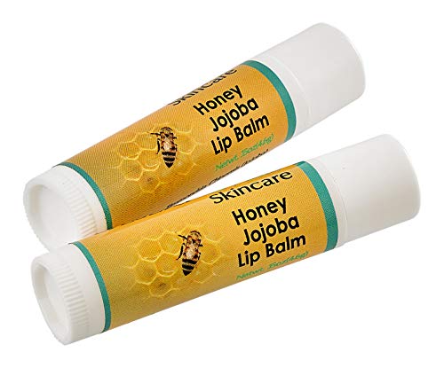 Jojoba Oil Honey Lip Balm with Beeswax, all natural, over 70% cold pressed oil and mildly scented with Raw Honey, 2 Lip balms (.15 oz/4.6 gm) 2 units
